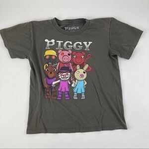 Piggy Tshirt Girls Small Gray Short Sleeve